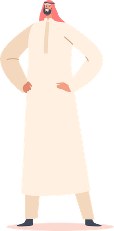 Homem saudita usando vestido Thawb ou Kandura  Ilustração