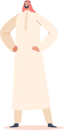 Homem saudita usando vestido Thawb ou Kandura  Ilustração
