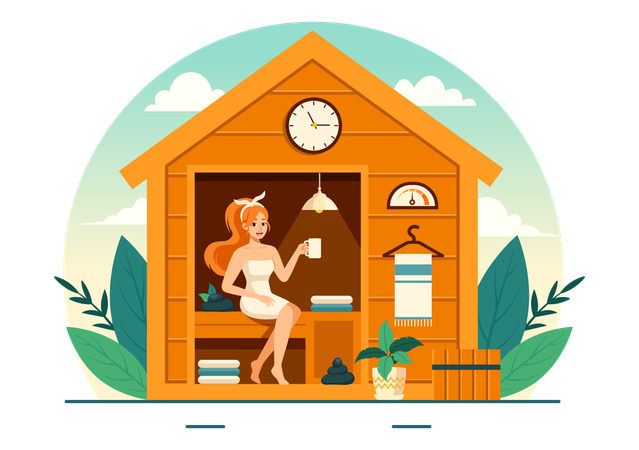 Relajación sauna para mujeres  Ilustración