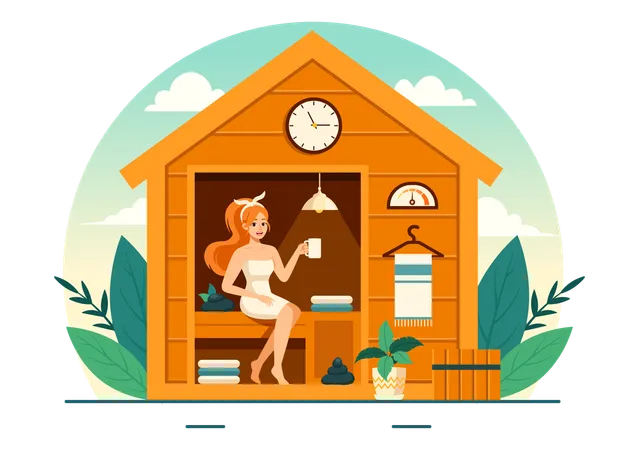 Relajación sauna para mujeres  Ilustración