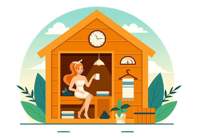 Sauna Relaxation For Women  Illustration
