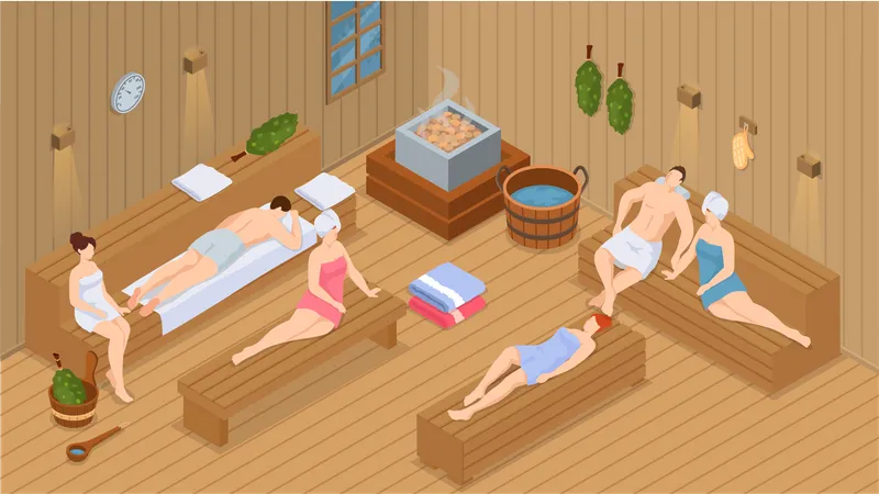 Sala de sauna  Ilustração