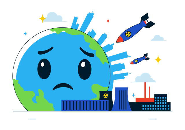 Save Earth from nuclear attack  Illustration