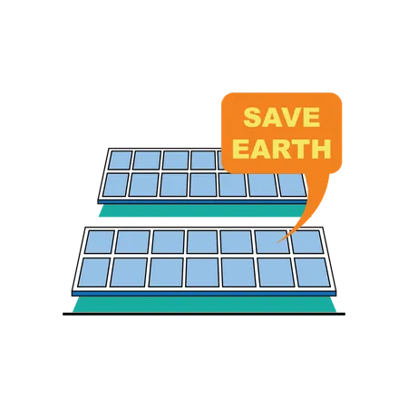 Save earth using solar energy  Illustration