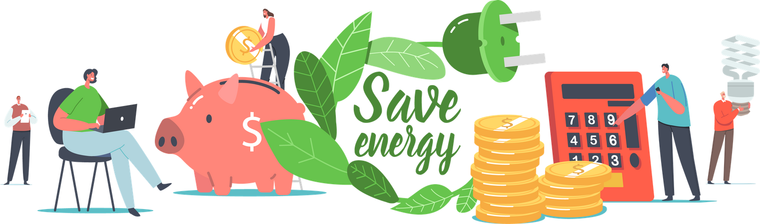 Save Energy Environmental  Illustration