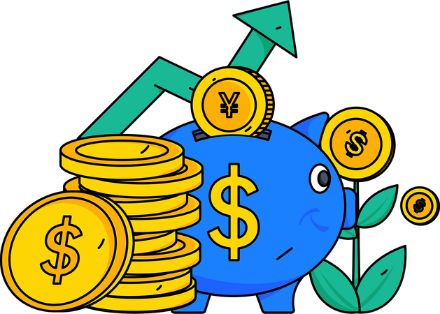 Save income in piggy bank  Illustration