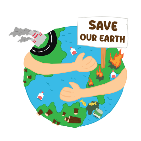 Save Our Earth Protecting the Planet from Pollution and Climate Change  Illustration