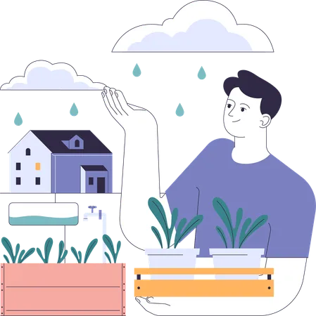 Save rainwater  일러스트레이션