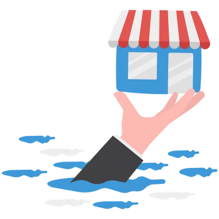 Company Insurance Protection From Disaster Business Owner And Entrepreneur Start Small Business Or Retail Shop Open Store Front Or Online Shop Concept Illustration