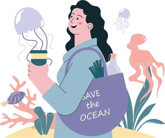 Save ocean campaign  イラスト