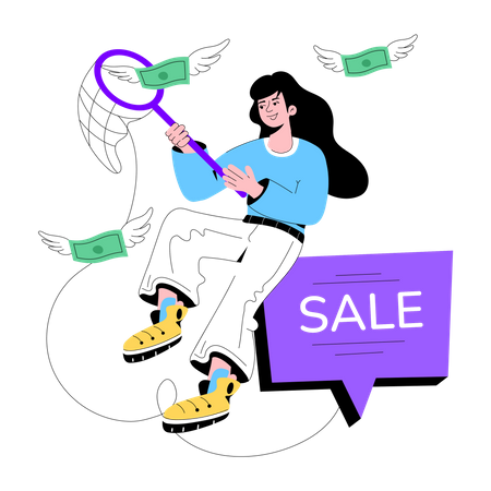 Saving During Sales  Illustration