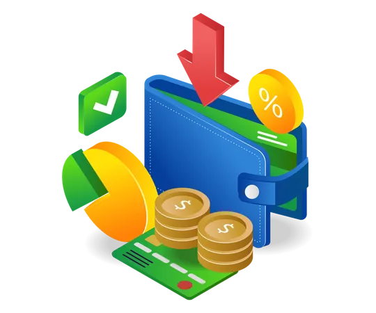 Saving earning money in wallet  Illustration