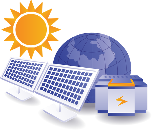 Saving electrical energy in power station  Illustration