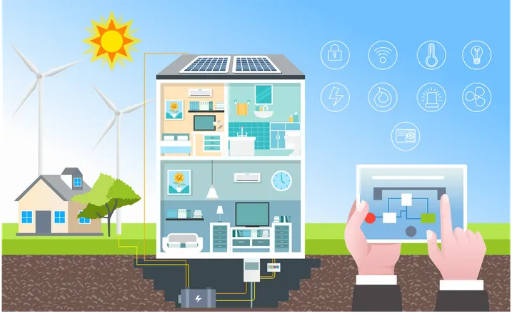 Saving energy for smart home Illustration
