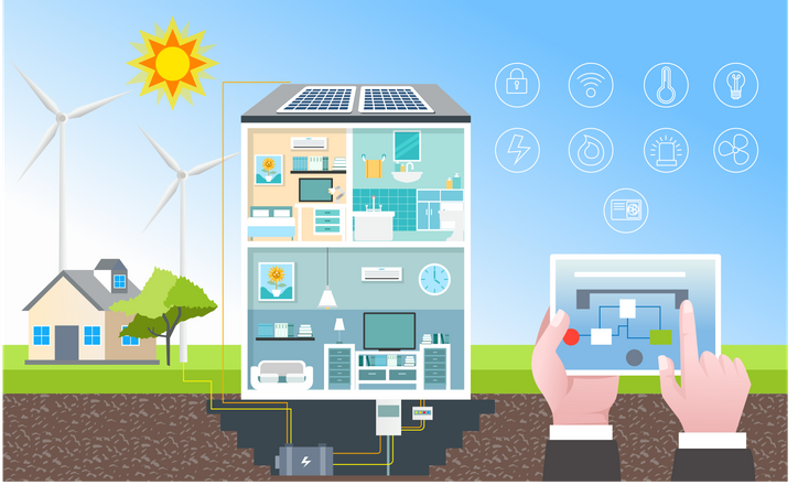 Saving energy for smart home  Illustration