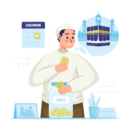 Saving for the Hajj pilgrimage plan  Illustration