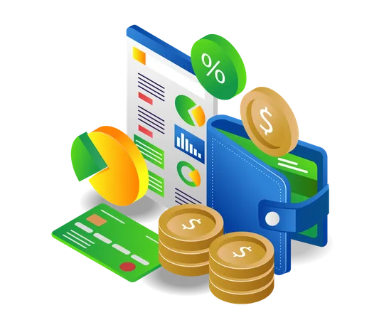 Saving investment money in wallet  Illustration