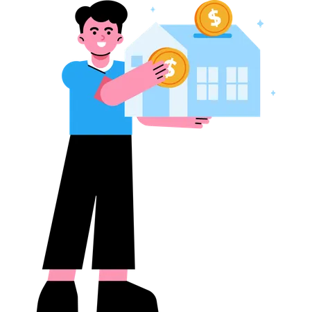 Saving Money for Buy House  Illustration