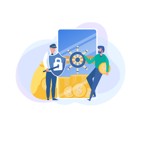 Saving money in a bank is safer and more secure Illustration