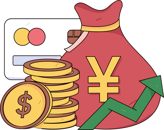 Saving money in money bag  Illustration