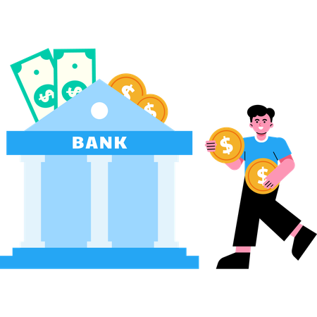 Saving Money In Bank  Illustration