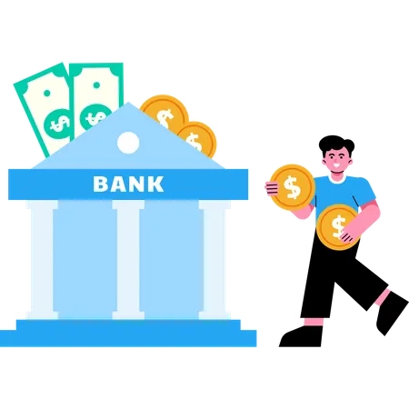 Saving Money In Bank  Illustration
