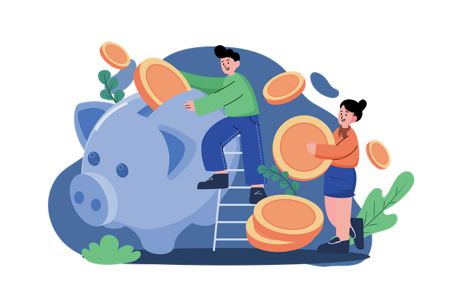 Saving money in bitcoin  Illustration