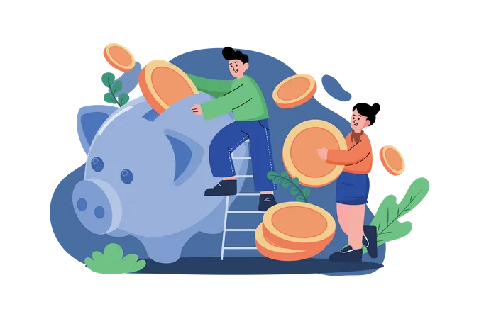 Saving money in bitcoin  Illustration