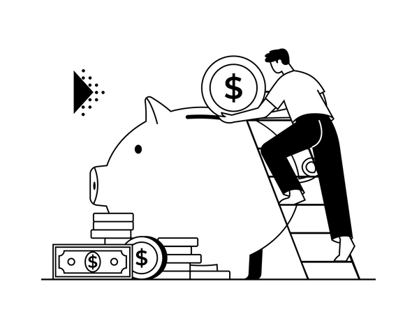 Saving Money in Piggy Bank  Illustration