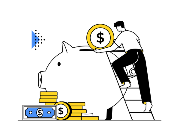 Saving Money in Piggy Bank Illustration
