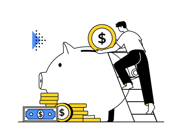 Saving Money in Piggy Bank  Illustration