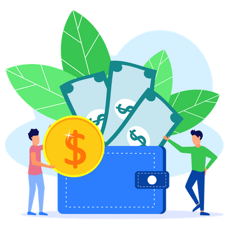 Saving Money In Wallet  Illustration