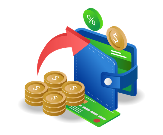 Saving money in wallet  Illustration