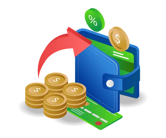 Saving money in wallet  Illustration