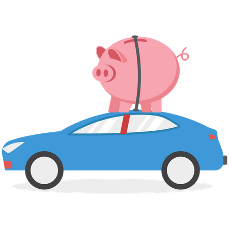 Saving money is on the car roof  Illustration