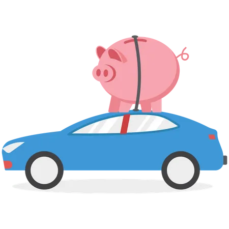 Saving money is on the car roof  Illustration