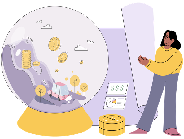 Saving money to buy new car expense or budget for car maintenance service  Illustration