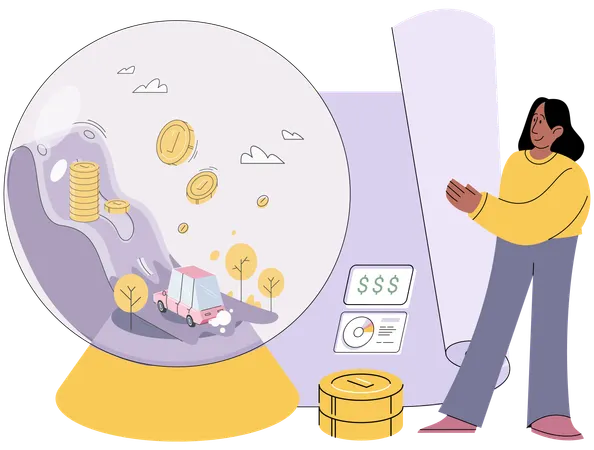 Saving money to buy new car expense or budget for car maintenance service  Illustration