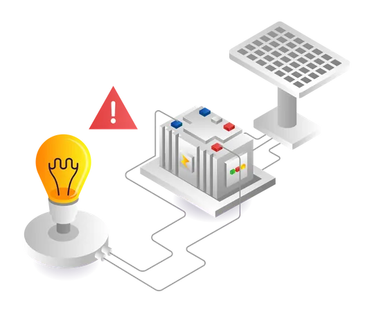 Saving solar panel energy for electricity  Illustration