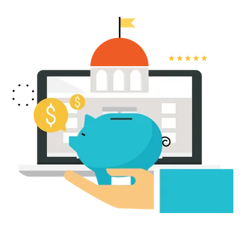 Savings account by bank  Illustration