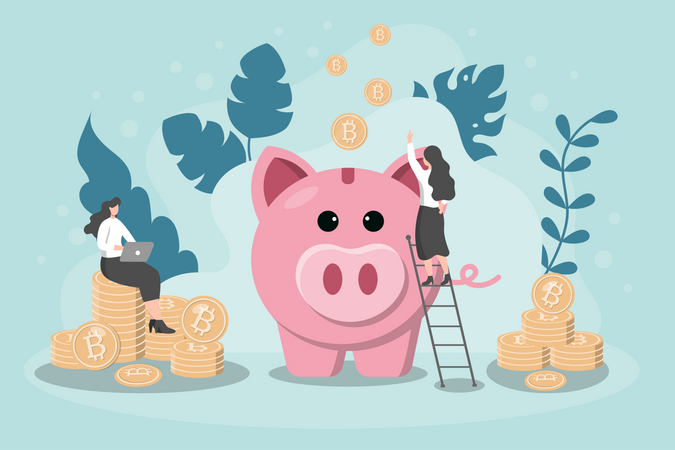 Savings in Cryptocurrency Illustration