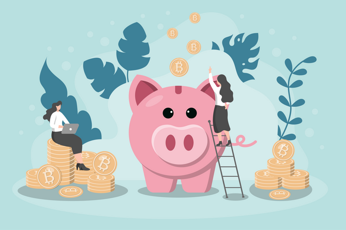 Savings in Cryptocurrency  Illustration