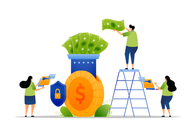 貯金機とお金の問題  イラスト