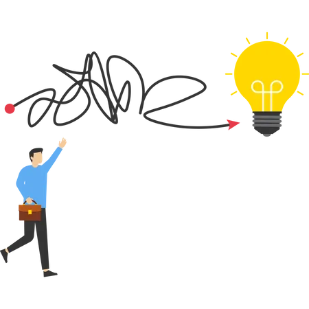 Simplifying Ideas To Find Solutions Thought Processes To Solve Problems Savvy Business People Go From Messy Lines To Simple Light Bulb Ideas The Concept Of Finding An Easy Way To Understand Illustration