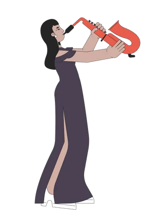 Fille de saxophone en tenue de récital  Illustration