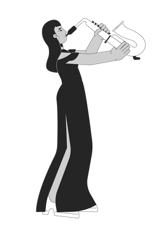 Fille de saxophone en tenue de récital  Illustration