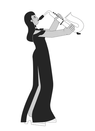 Fille de saxophone en tenue de récital  Illustration