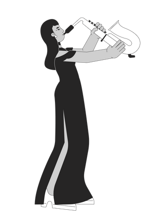 Saxophone girl in recital dress  Illustration