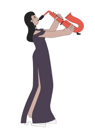 Saxophone girl in recital dress  Illustration