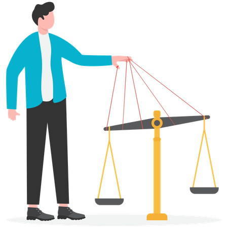 Scale with its shadow controlled by hand  Illustration